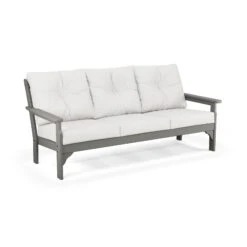 POLYWOOD Vineyard Deep Seating Sofa -HomeNest Store Vineyard Deep Seating Sofa GN69GY 152939 Slate Grey Natural Linen