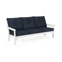 POLYWOOD Vineyard Deep Seating Sofa -HomeNest Store Vineyard Deep Seating Sofa GN69WH 145991 White Marine Indigo